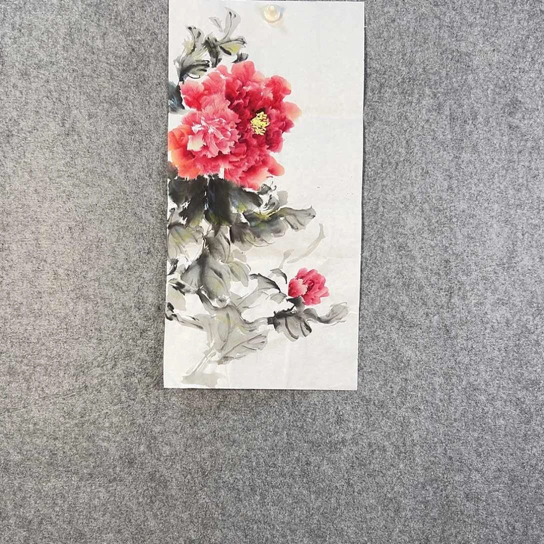 国画446 花鸟在树丛的顶端鸣叫叫声