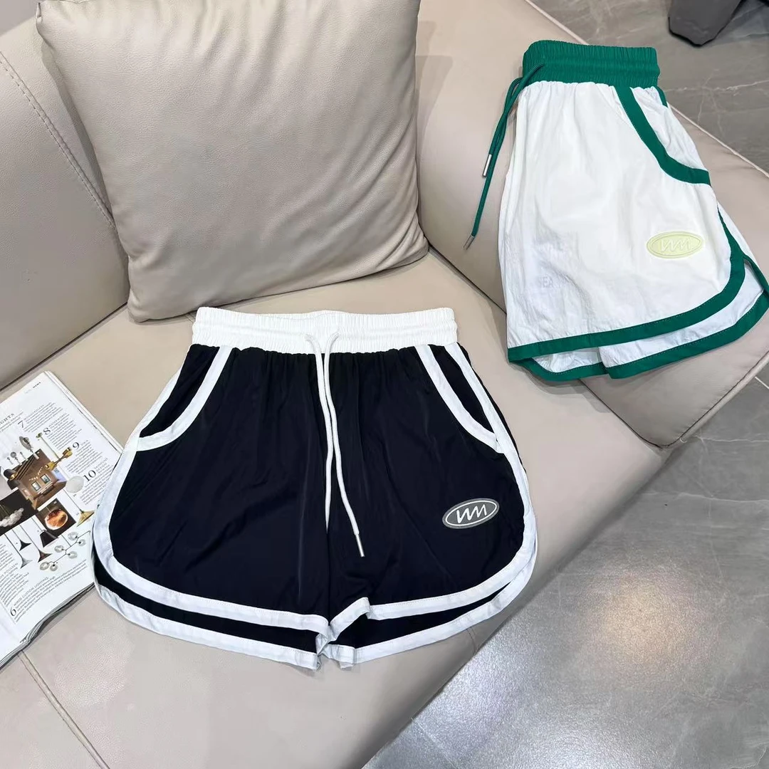 Manmi 美式复古撞色拼接松紧腰热裤 81010（K2↓）