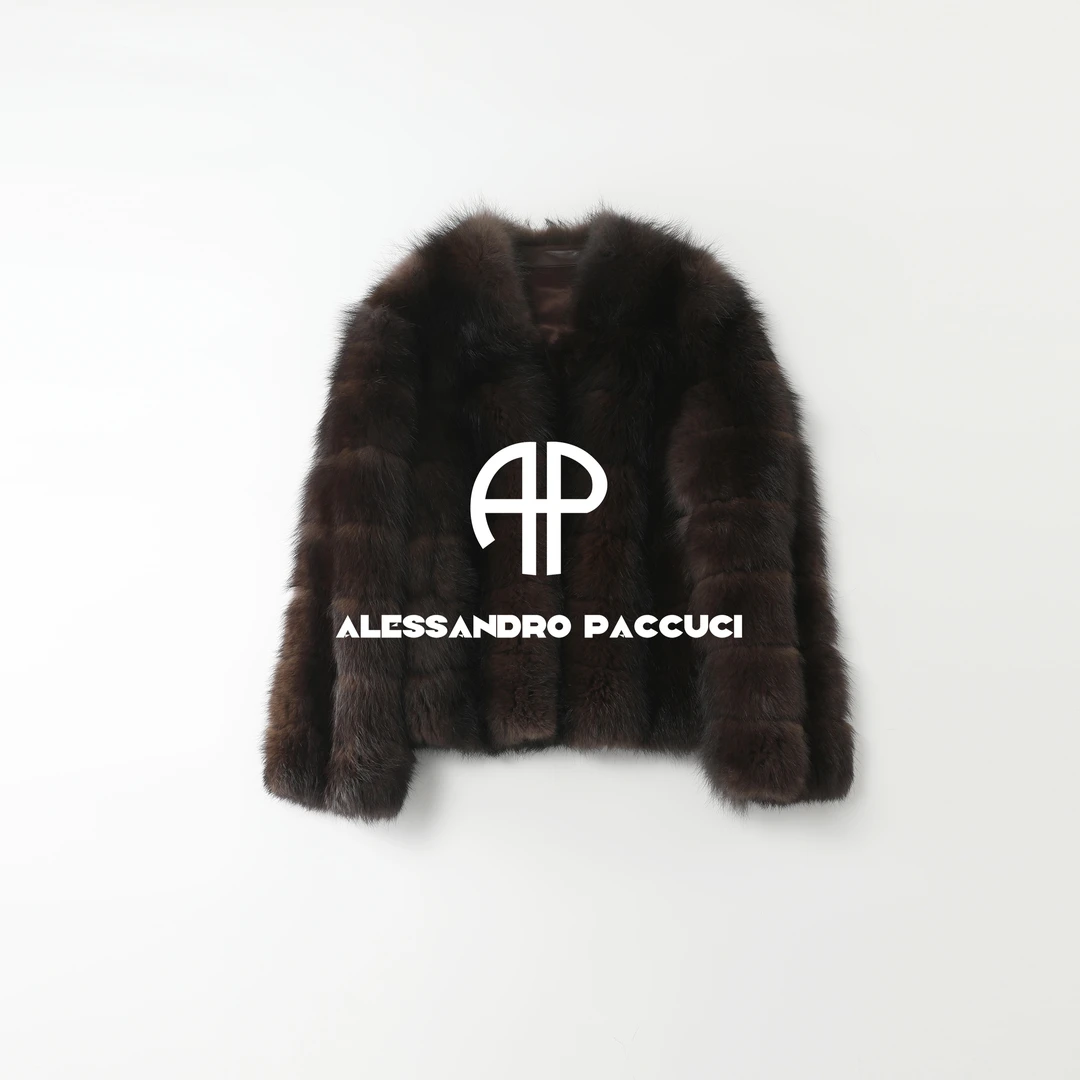 AP洛哥54071CC【狐裘鎏光/外套/常规】进口狐狸毛皮横排V领皮草外套