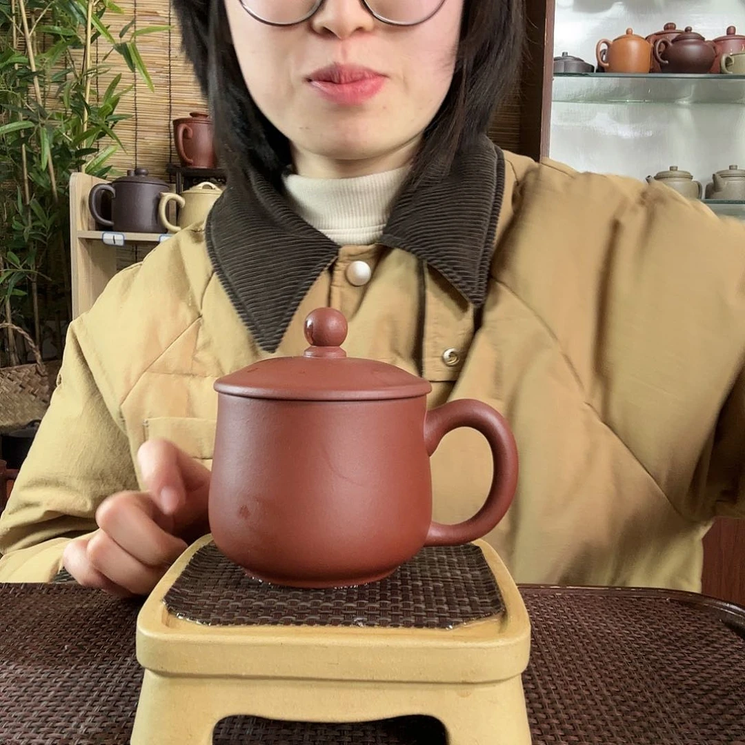 紫砂茶杯原矿共生矿紫泥小龙蛋办公杯没礼盒300CC