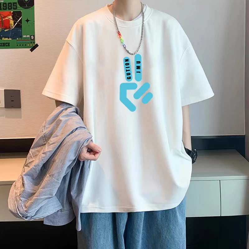 潮牌百搭纯棉短袖男t恤大码宽松半袖男女夏季青少年美式休闲上衣