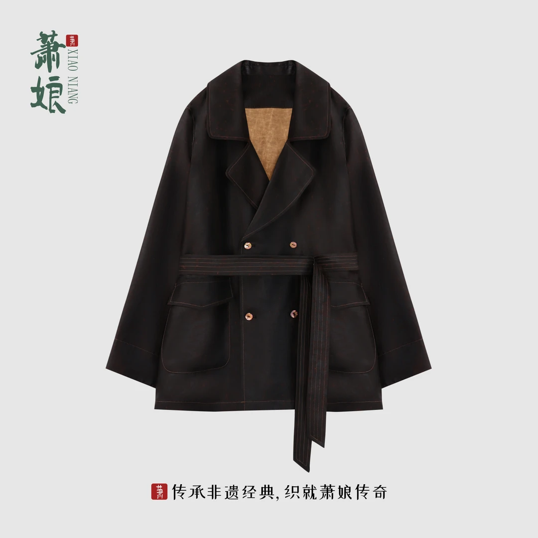 萧娘【烟雨楼】缎龟香云纱女外套新中式桑蚕丝国风长袖女XN5608