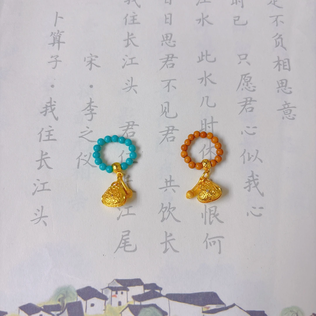 原创小木鱼小滴溜配橄榄核菱镁矿跑环文玩手链项链挂件配饰