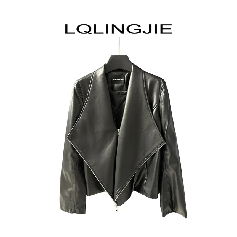【清 不退差价】 气质女人时尚皮衣92396
