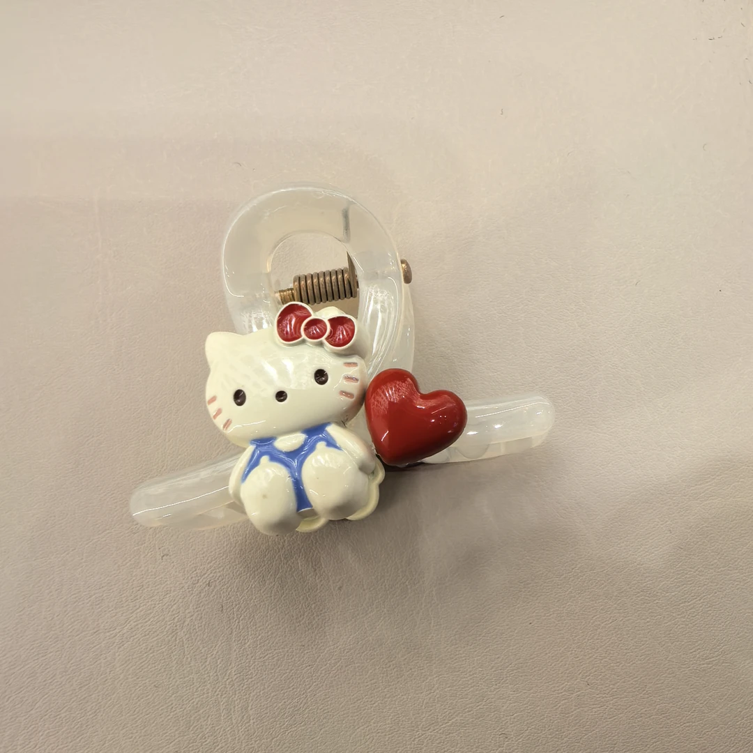 B271红色爱心KT猫咪刘海小抓夹