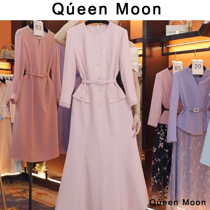 编码53【QúeenMoon】经典轻奢百搭气质连衣裙拼接长裙 (定制女装)