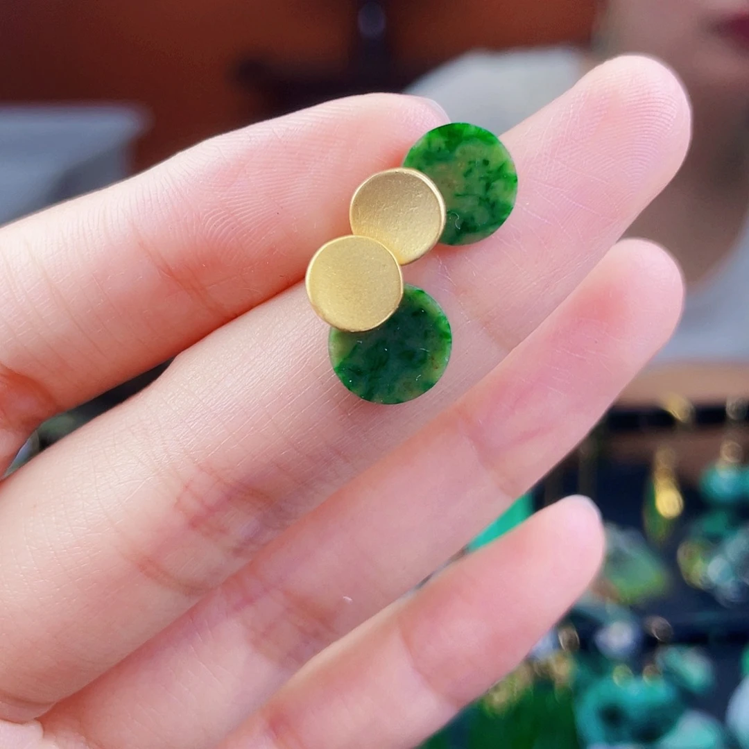 翡翠银S925镶嵌耳饰饰品