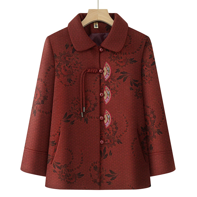 中老年人女装奶奶装秋装外套妈妈大码宽松6070岁老太太衣服喜庆