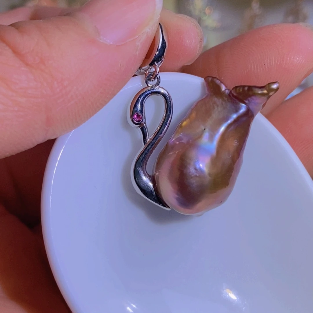 银S925镶嵌天然淡水珍珠淡水珍珠