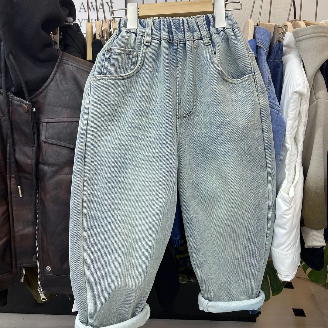 782 冬季加绒加厚设计潮版软牛仔裤男童新款