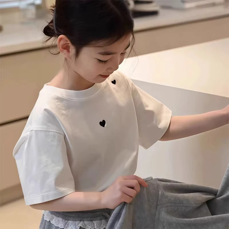 女童短袖t恤夏季2025新款洋气儿童宽松上衣小女孩韩版夏日衣服