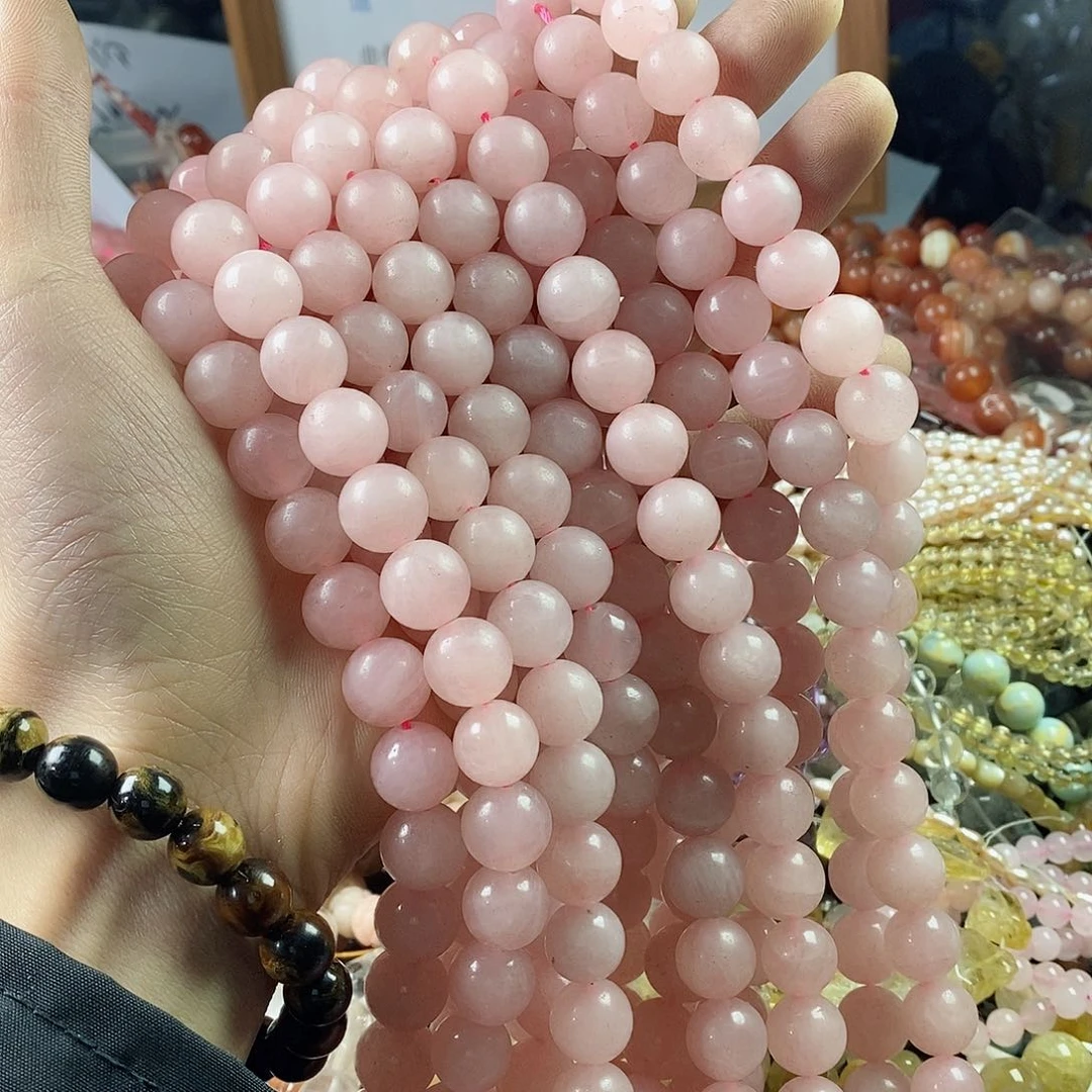 玛瑙/玉髓珠宝半成品未镶嵌一条天然12mm老矿粉晶圆珠