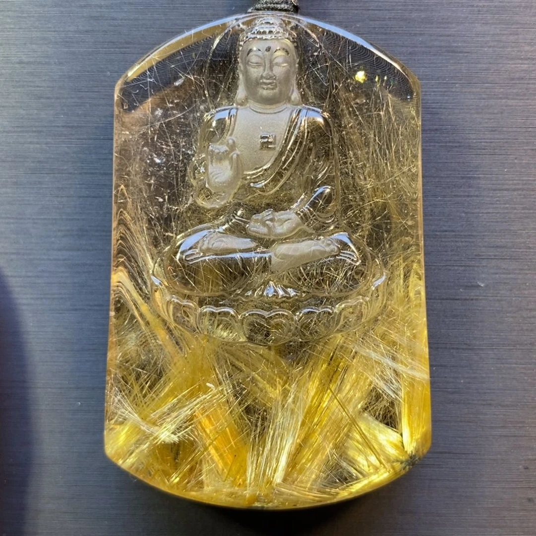 水晶颈饰未镶嵌发晶花大日如来佛吊坠