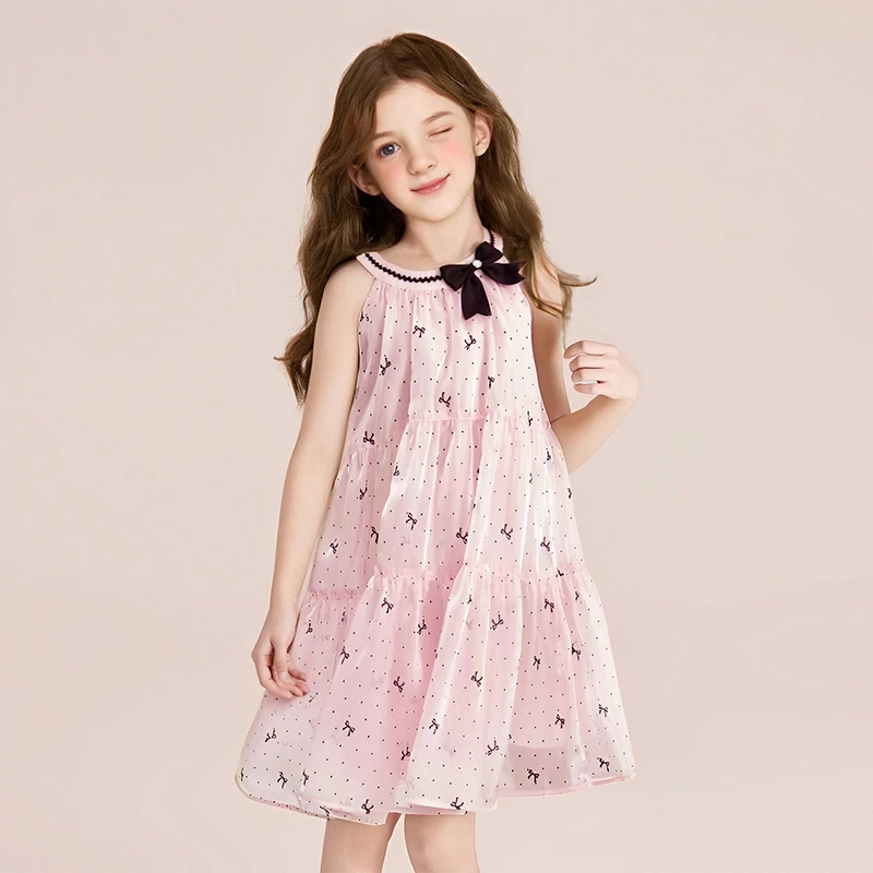 笛莎童装女童夏季公主裙中大童儿童芭蕾风无袖连衣裙-93252U402