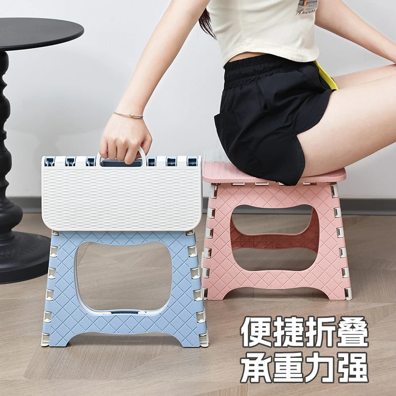 折叠板凳家用换鞋凳塑料小凳子便携椅字马扎手提式凳创意