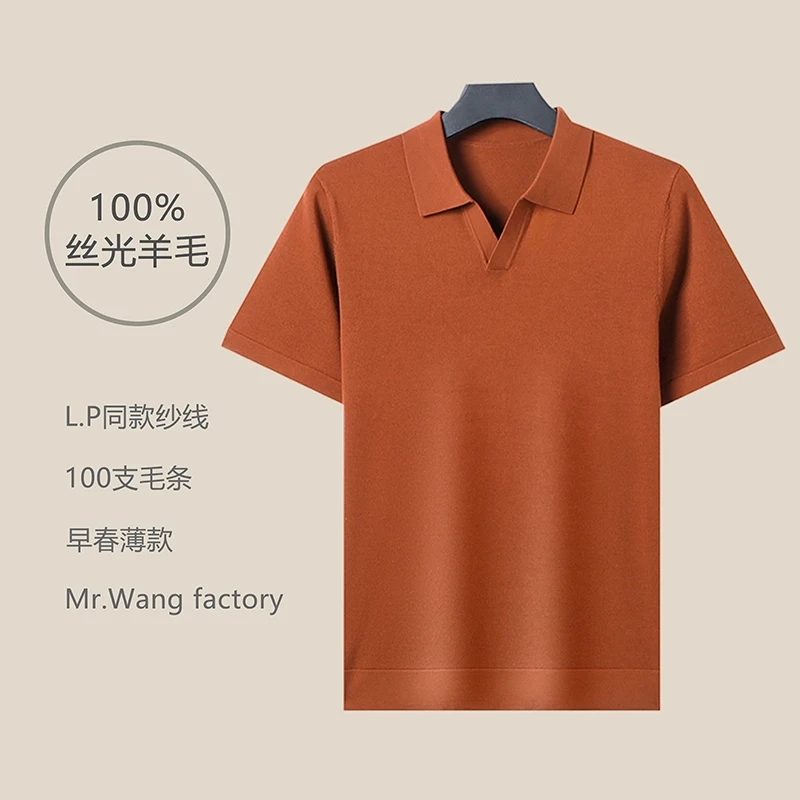 【名针老王】L .P纱线16.02μm丝光羊毛100支毛条男士短袖海鸥领