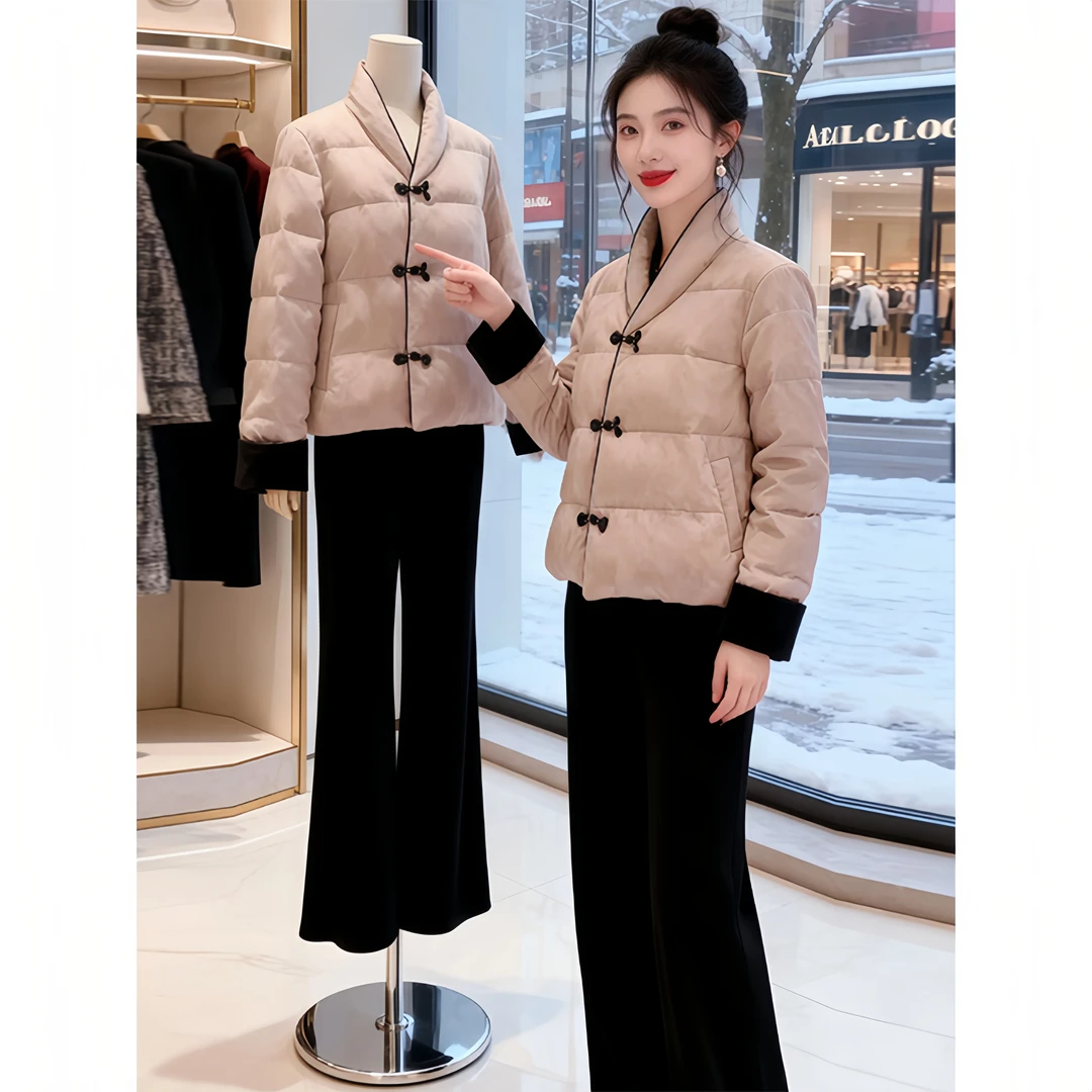 新中式国风棉服女2025冬季新款时尚高级感盘扣加厚保暖外套潮