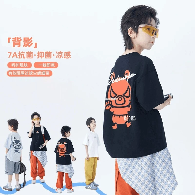 男童短袖卡通T恤儿童夏季时尚童装纯棉打底衫中大童帅气休闲