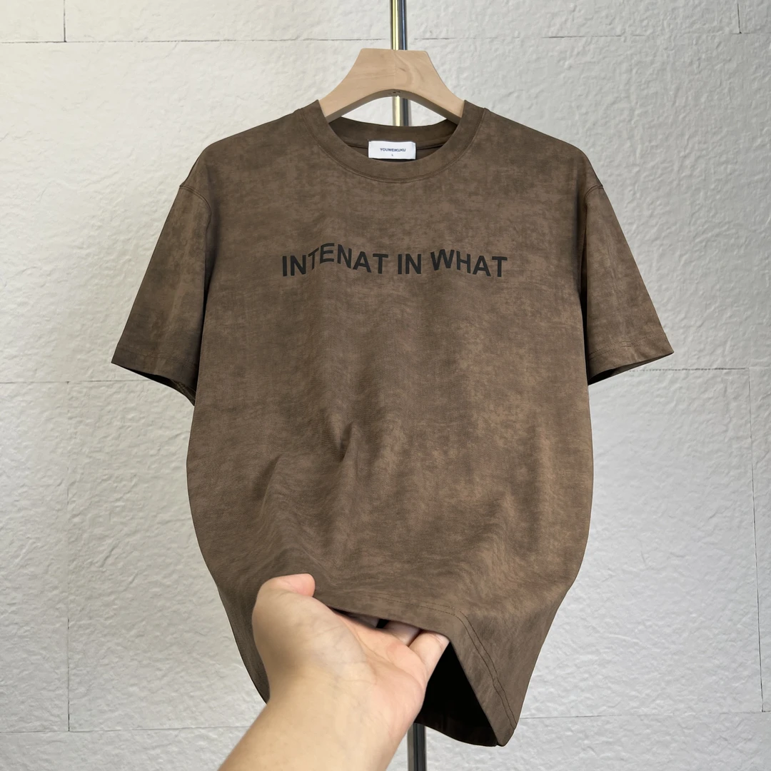 男士2025夏季精致印花新款短袖男潮流休闲扎染质感圆领T恤【5581】