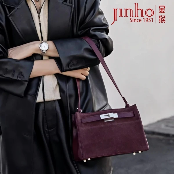 Jinho/金猴铂金精致凯莉斜挎包女秋冬手提包包女款爆款2024新款