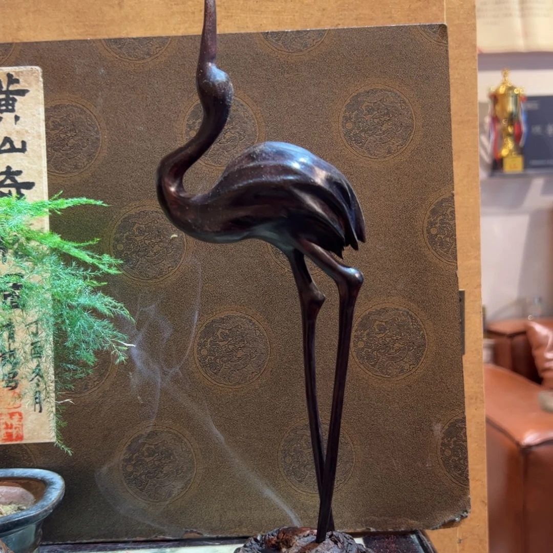 木龍**馆根雕仙鹤香炉仙鹤