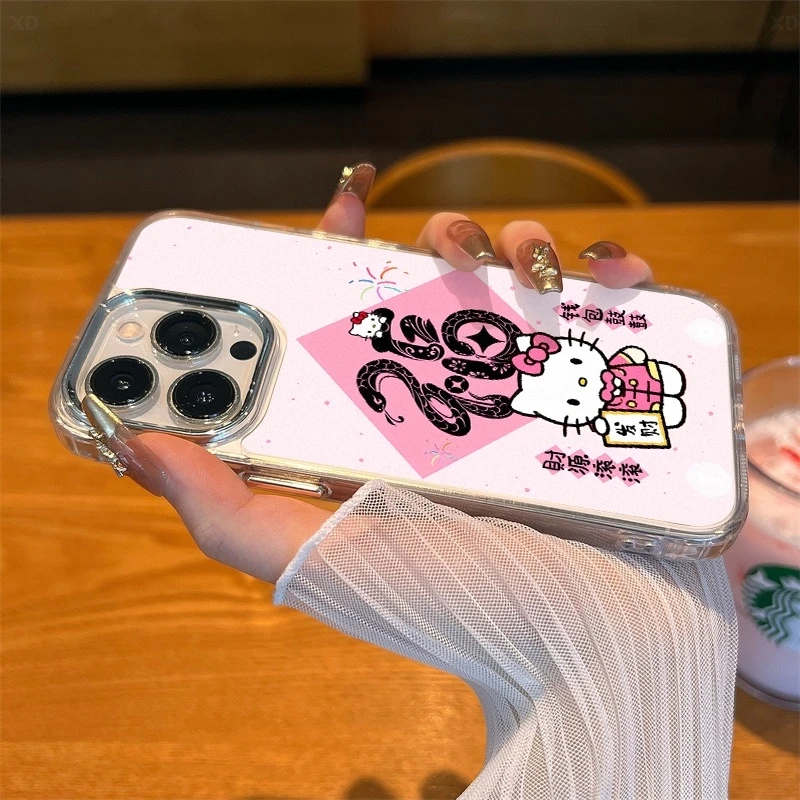 粉系挂福适用苹果16/15手机壳iPhone13/12透明电镀XS/XR软壳11/8P