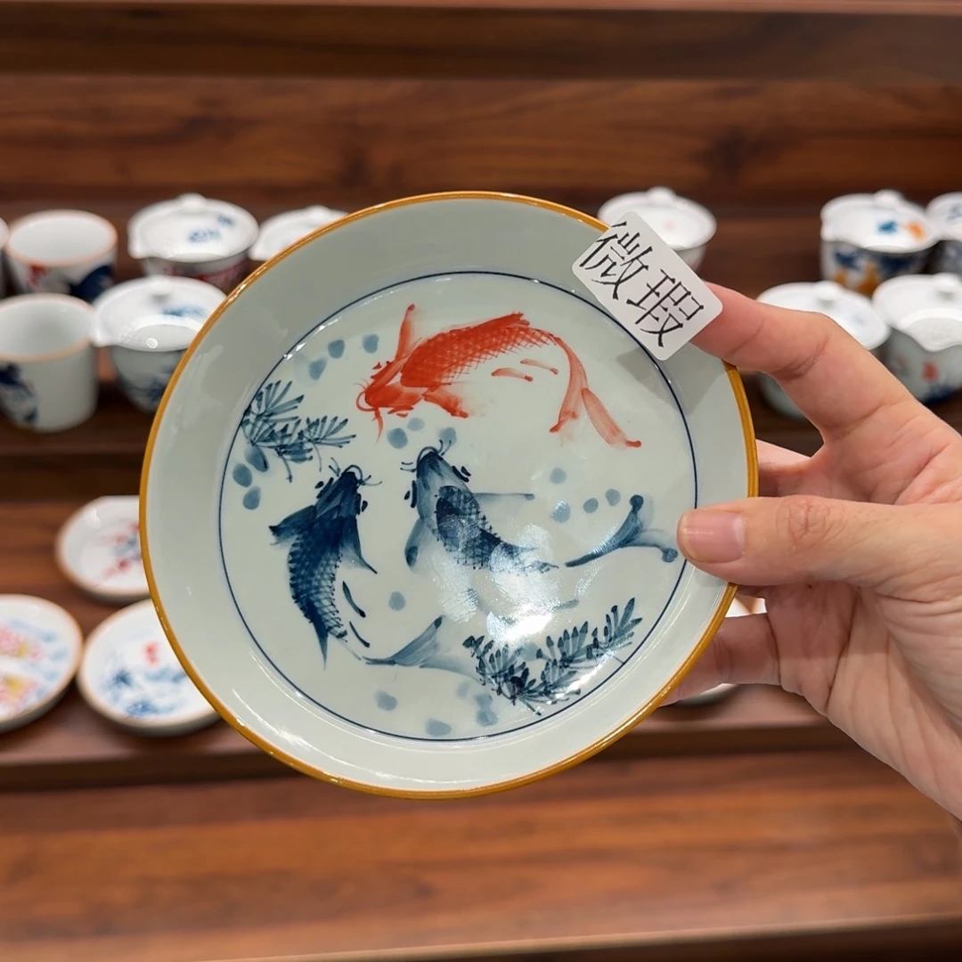 釉下手绘茶具微瑕