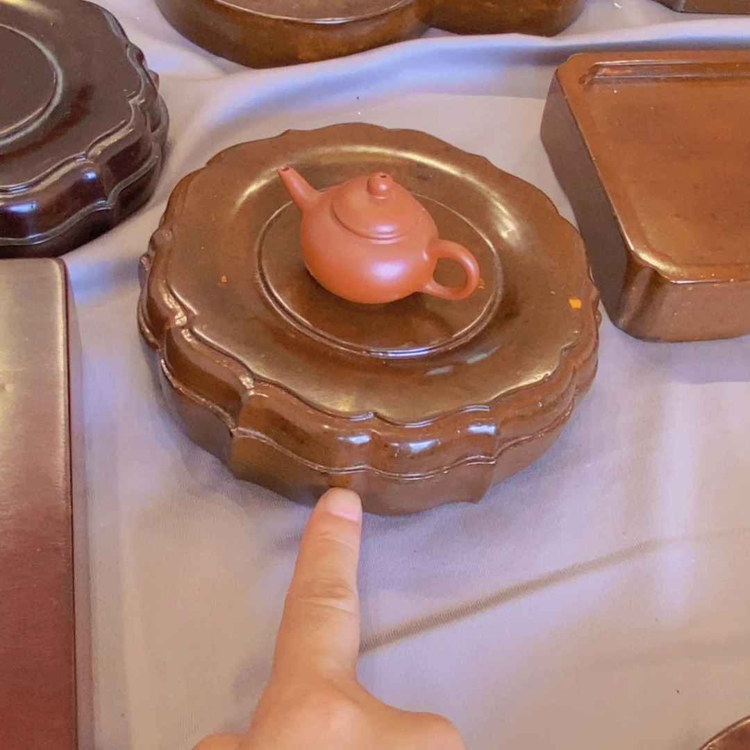 福利价金砖非遗莲花底座砖雕漆器16cm
