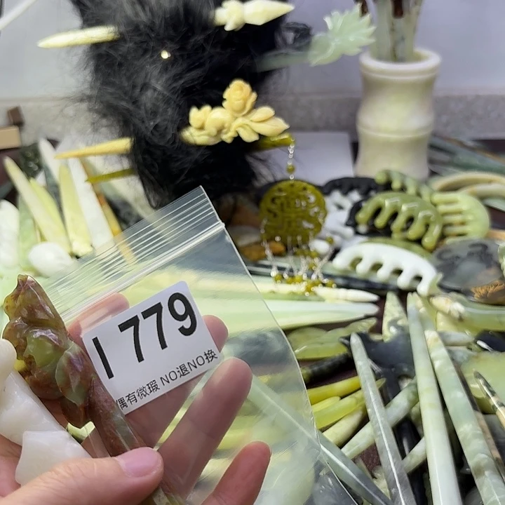 蛇纹石玉合金发饰夯