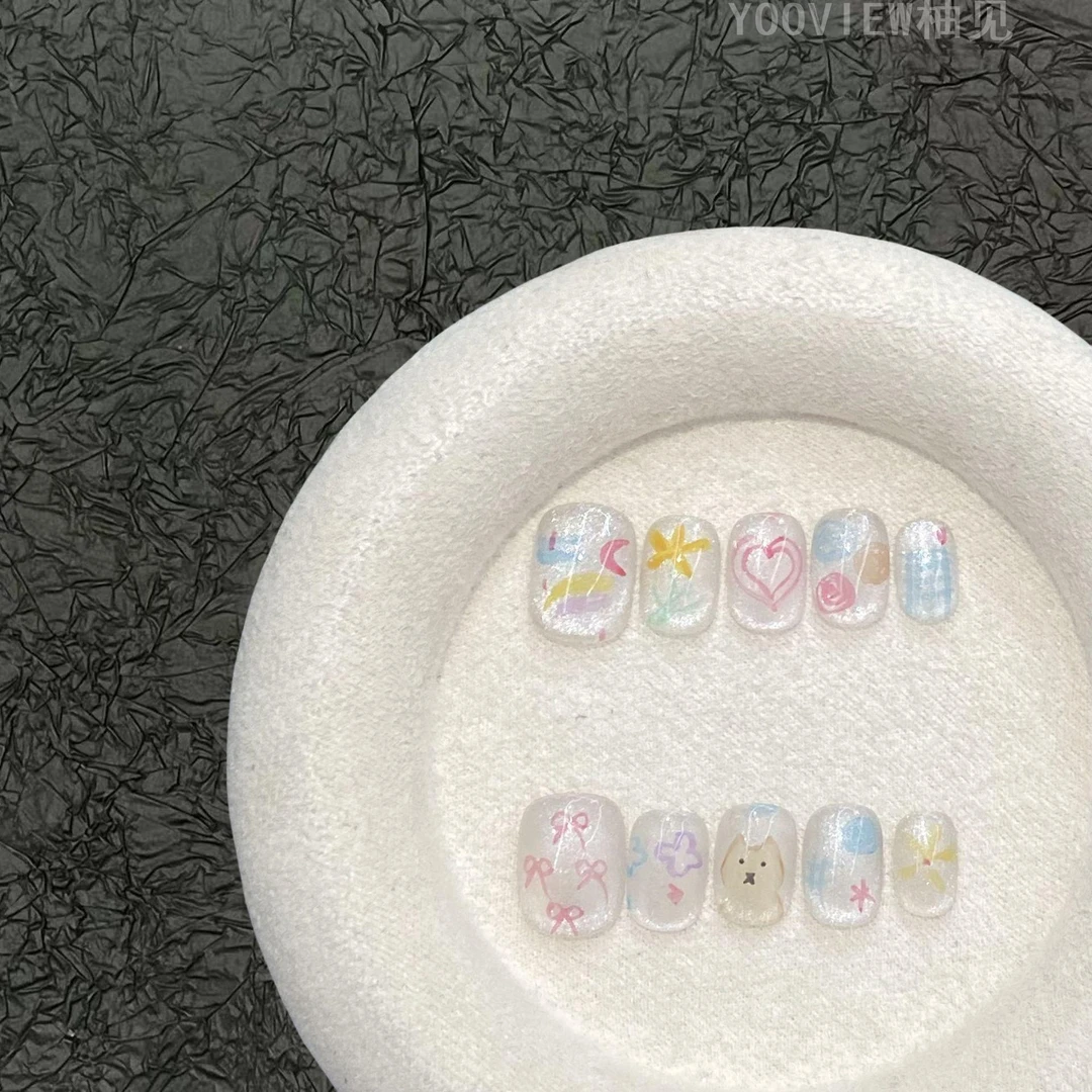 高级感美甲穿工穿戴甲童趣少女短甲美甲贴片假指甲时尚爆款学生