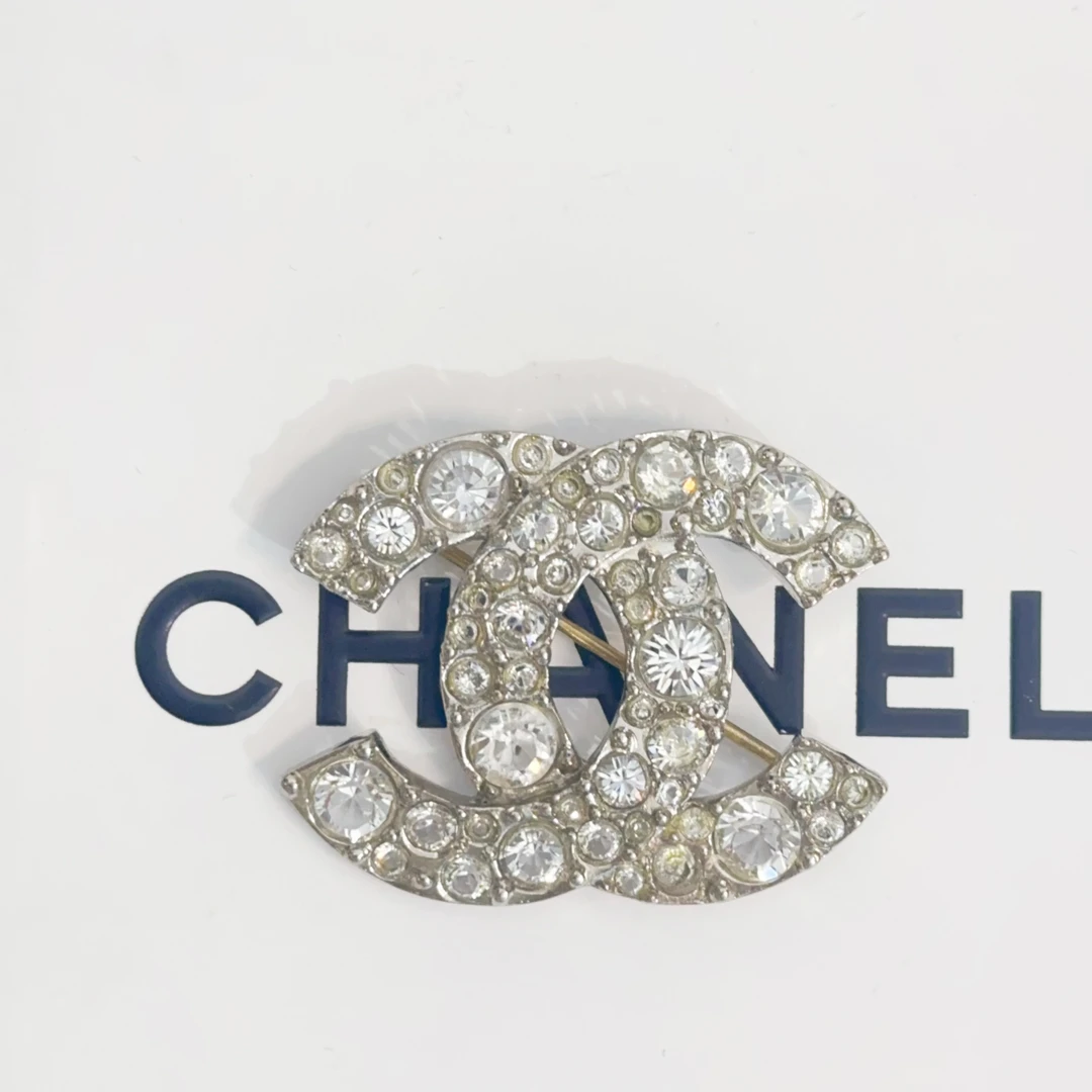 95新 Chanel/香奈儿 Chanel vintage香奈儿中古银色钻钻胸针