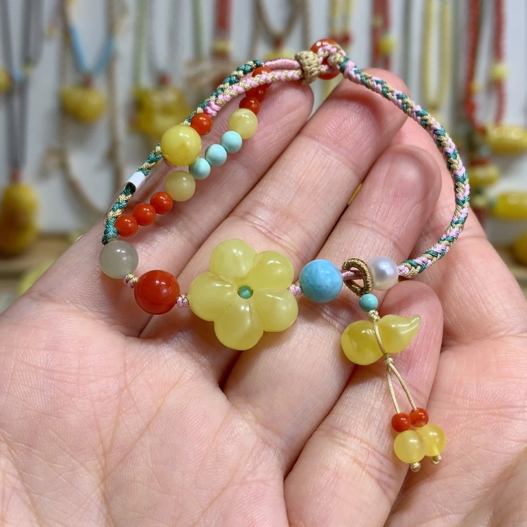 蜜蜡未镶嵌手链花