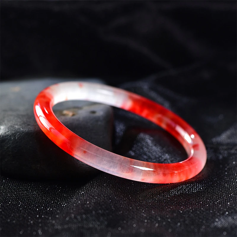 4563冰种半红半冰天然翡翠端庄典雅贵气手镯（多样性发货）