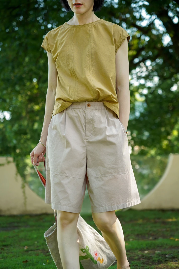 《还》夏季纯棉花边领宽松短袖上衣