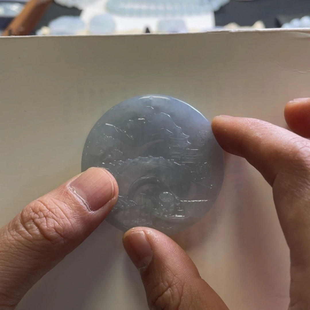 【闪购商品】翡翠颈饰未镶嵌樂*冰紫山水牌