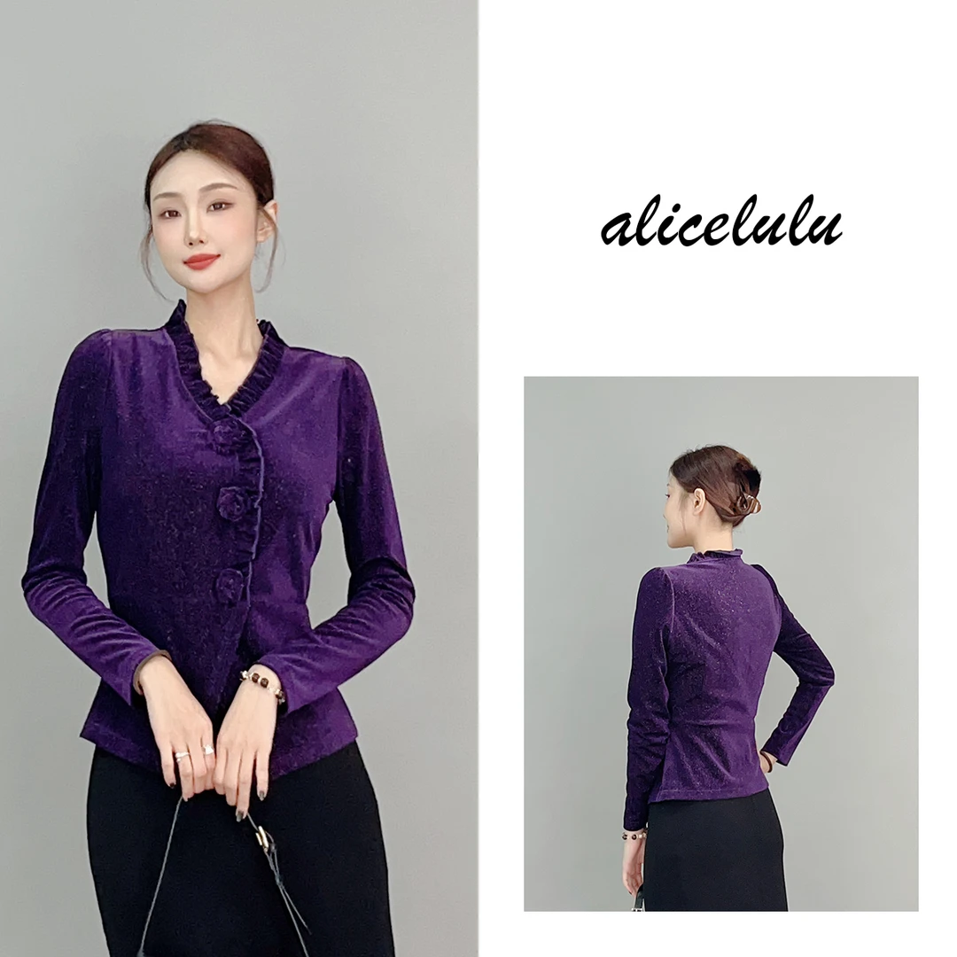 3 ALICE 柔情紫衬衫 立体花饰 迷人闪耀 S2141700L