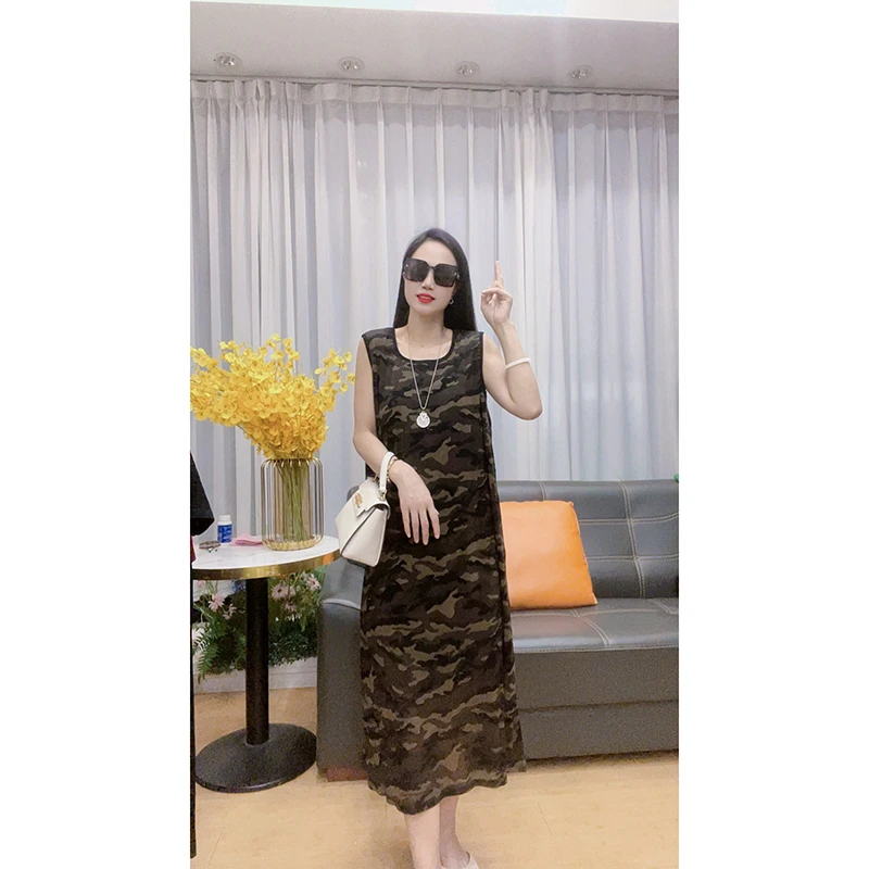 4345 夏季新款大码女装连衣裙背心吊带裙