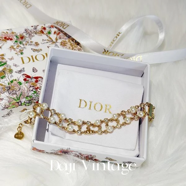 大吉中古/Dior迪奥珍珠镶钻金色手链