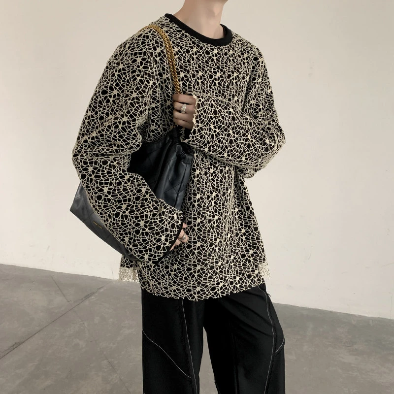 小众设计感【墨秩宸希】麂皮绒拼接卫衣男早秋季慵懒松弛感宽松外套