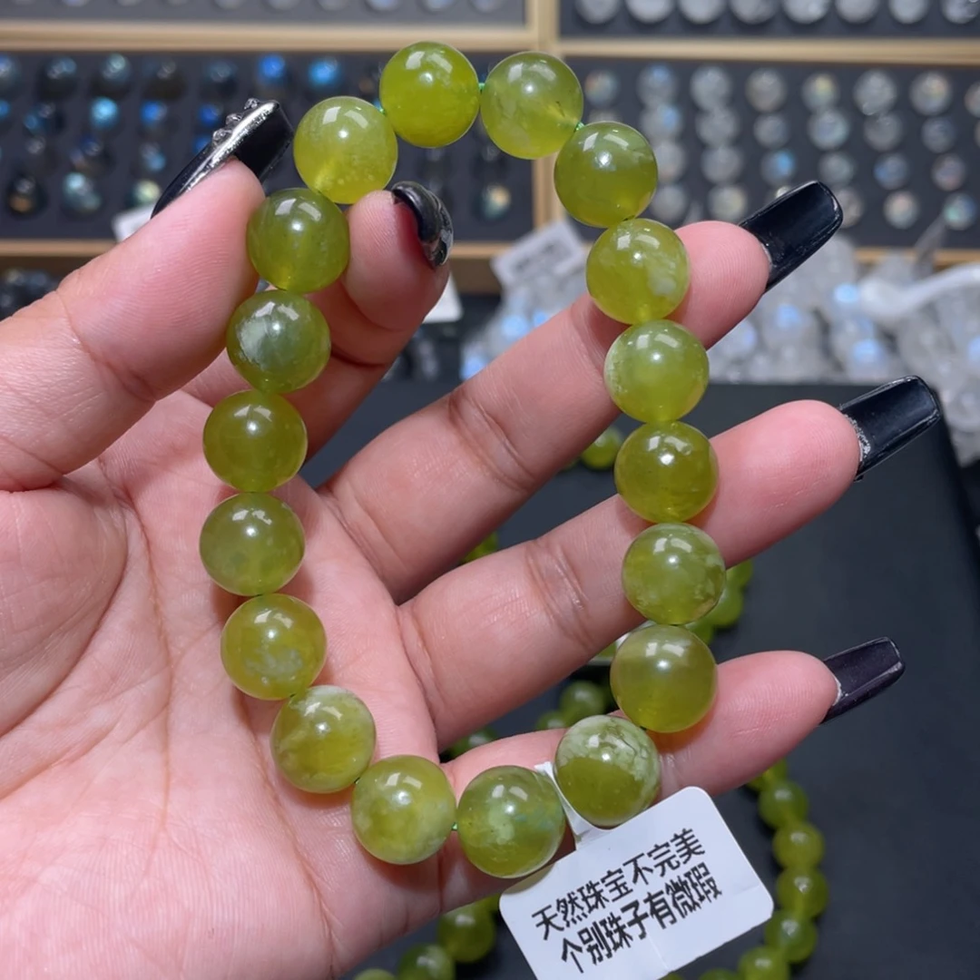 未镶嵌岫玉手链?岫玉青提奶盖手链12mm