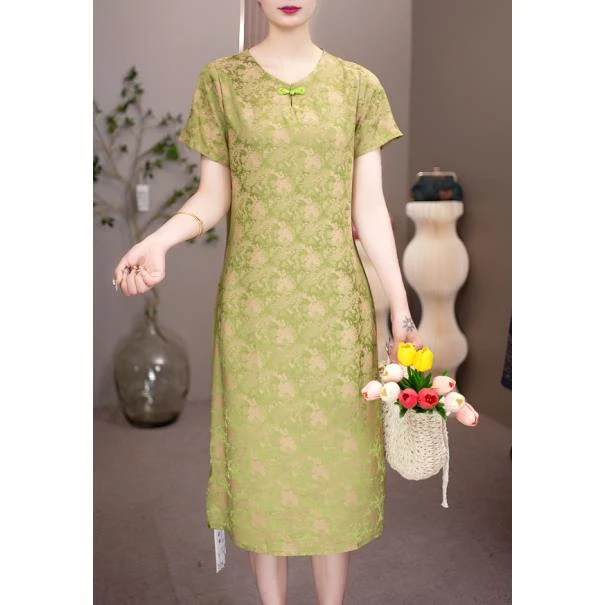 2101 【绿美人】气质直筒遮肚子连衣裙