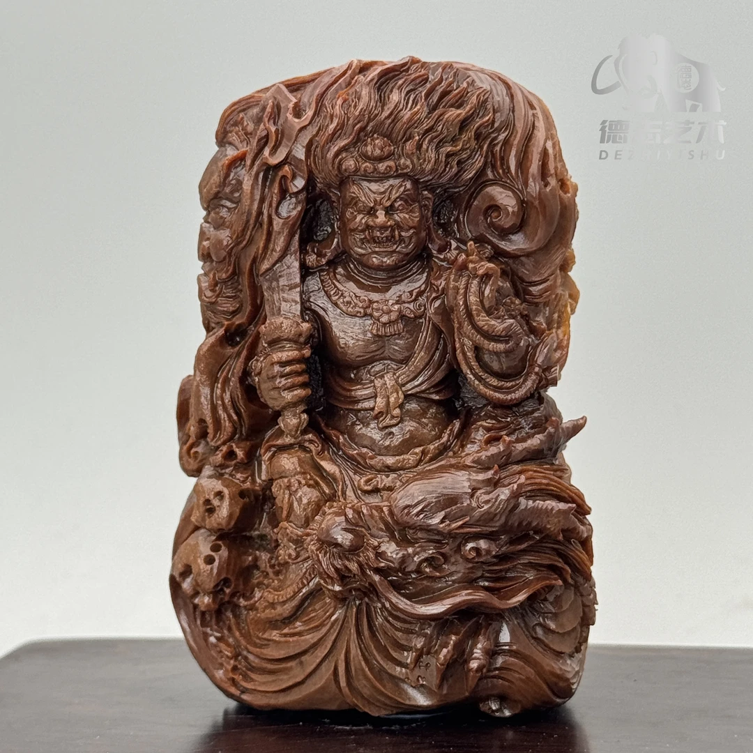 DEZHI/德志【不动明王】大师重工猪肝红色深咖猛犸摆件收藏臻品