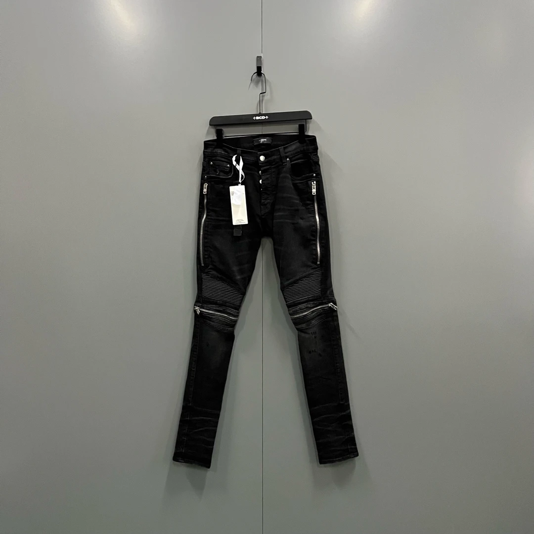 99新 AMIRI (ll) AMIRI 经典拉链膝盖紧身牛仔裤 31码/018270