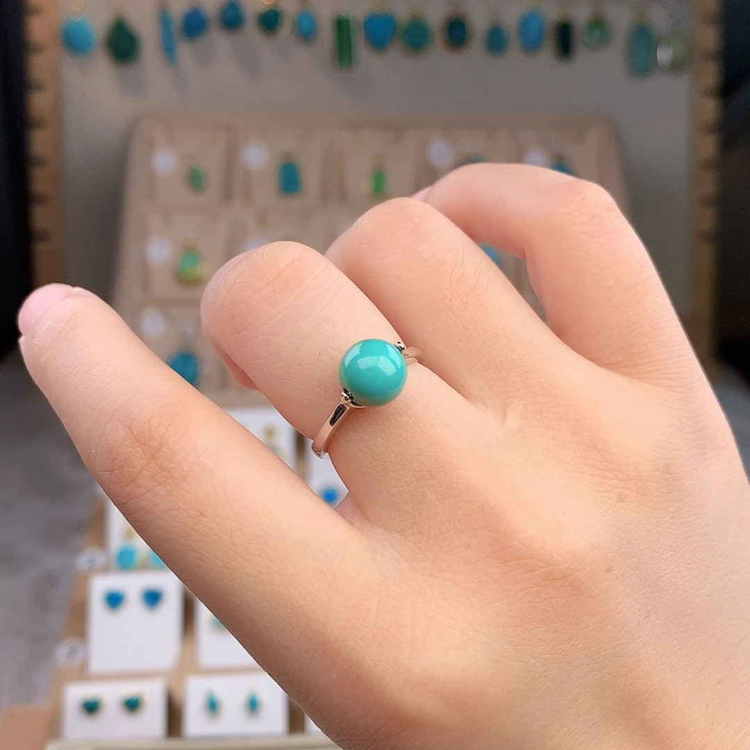 绿松石银S925镶嵌戒指