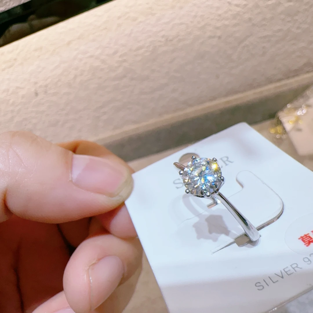 925银合成锆石戒指 B571高级莫莫可调节银戒指