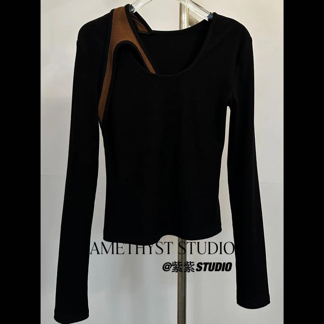 紫紫【解构美学】春秋冬异性显瘦打底衣上衣 ZSJB0821长袖