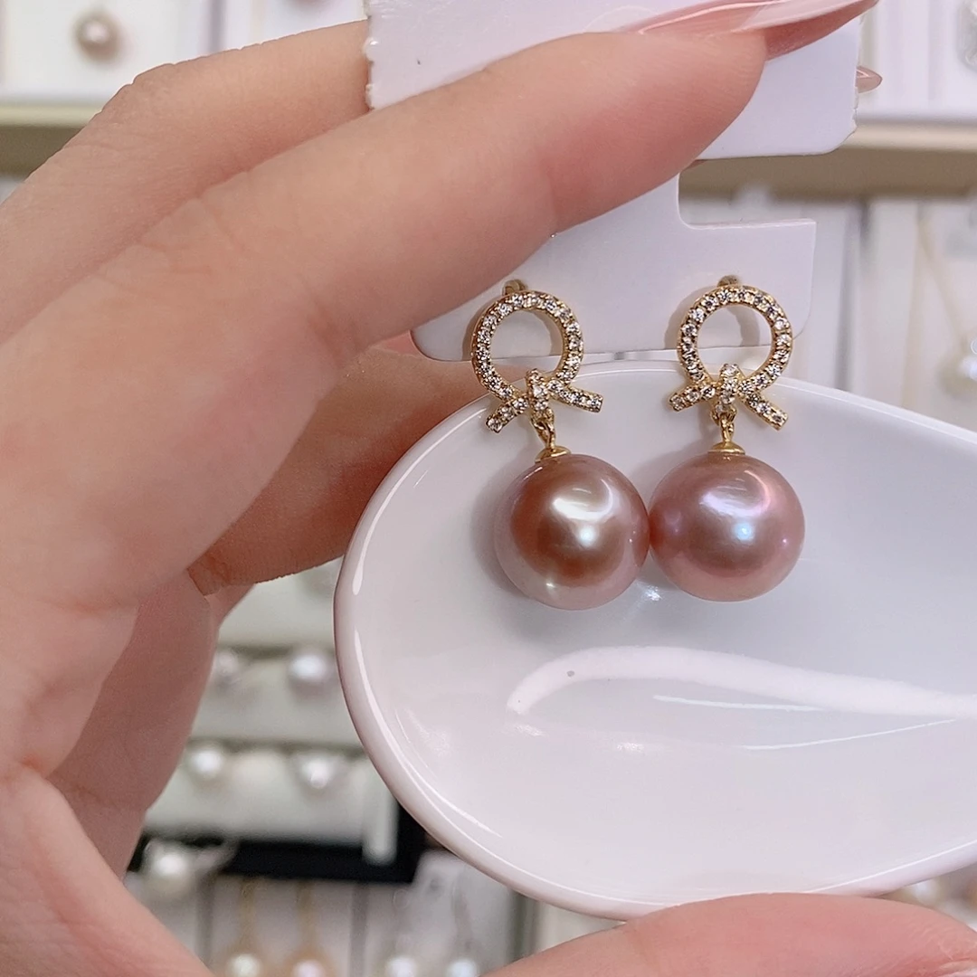 琦***）银S925镶嵌淡水珍珠耳饰