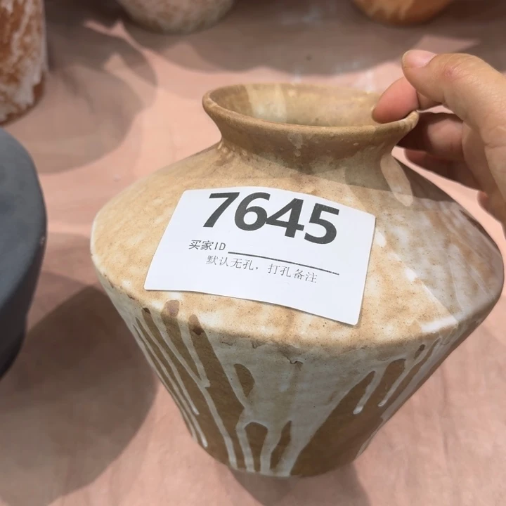 瓷片景德镇高温花器编码7645高17口6默认无孔