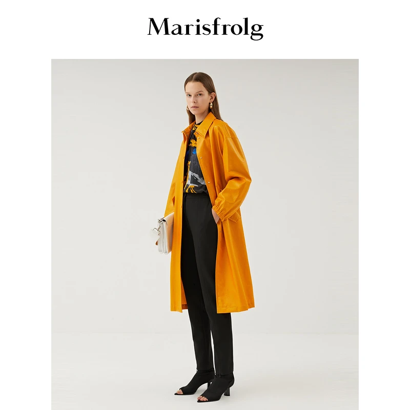 Marisfrolg/玛丝菲尔春休闲翻领设计师简约风长随型风衣A1AY1229F