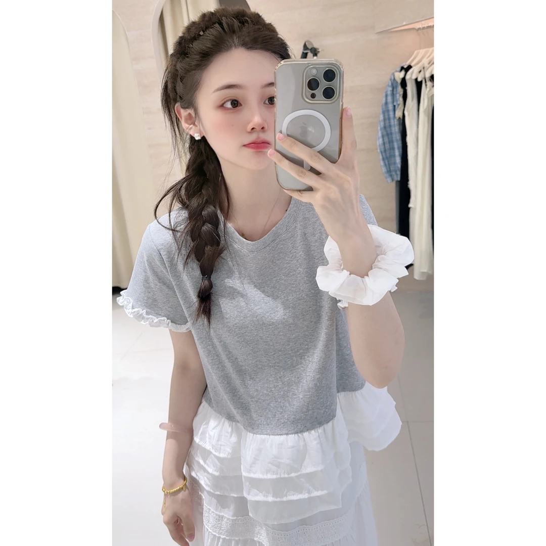 656发圈荷叶边短袖